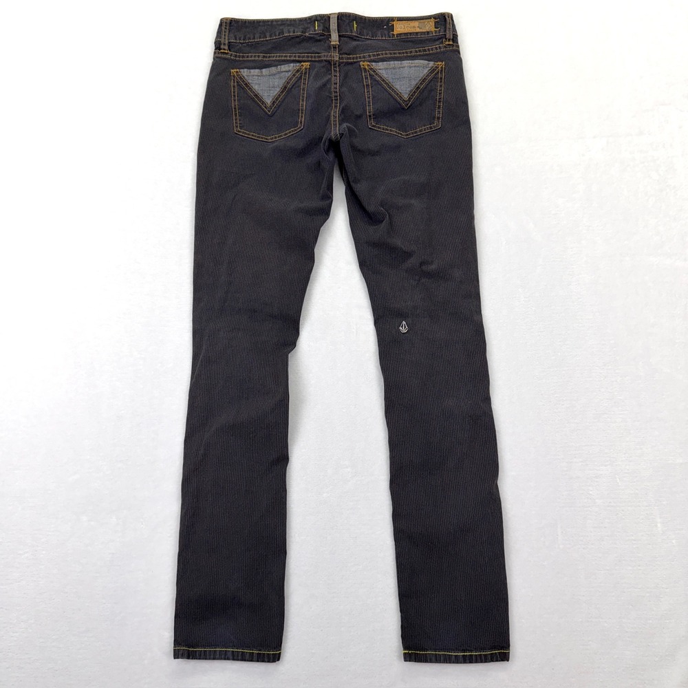 Y2K Volcom Sugar Kane Skinny Jeans Womens 5 Grey Pinstripe Low Rise Skater Indie
